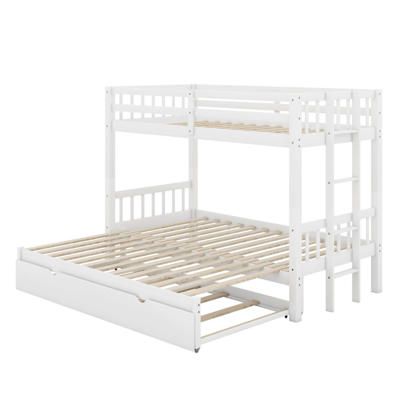 Twin Over Pull-Out Bunk Bed With Trundle, White