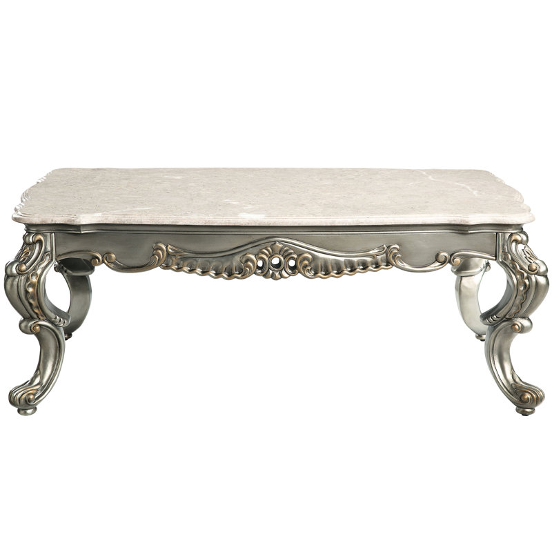 Table basse élégante avec finition en marbre et pieds en bronze antique - rehausse le décor naturel de votre salon