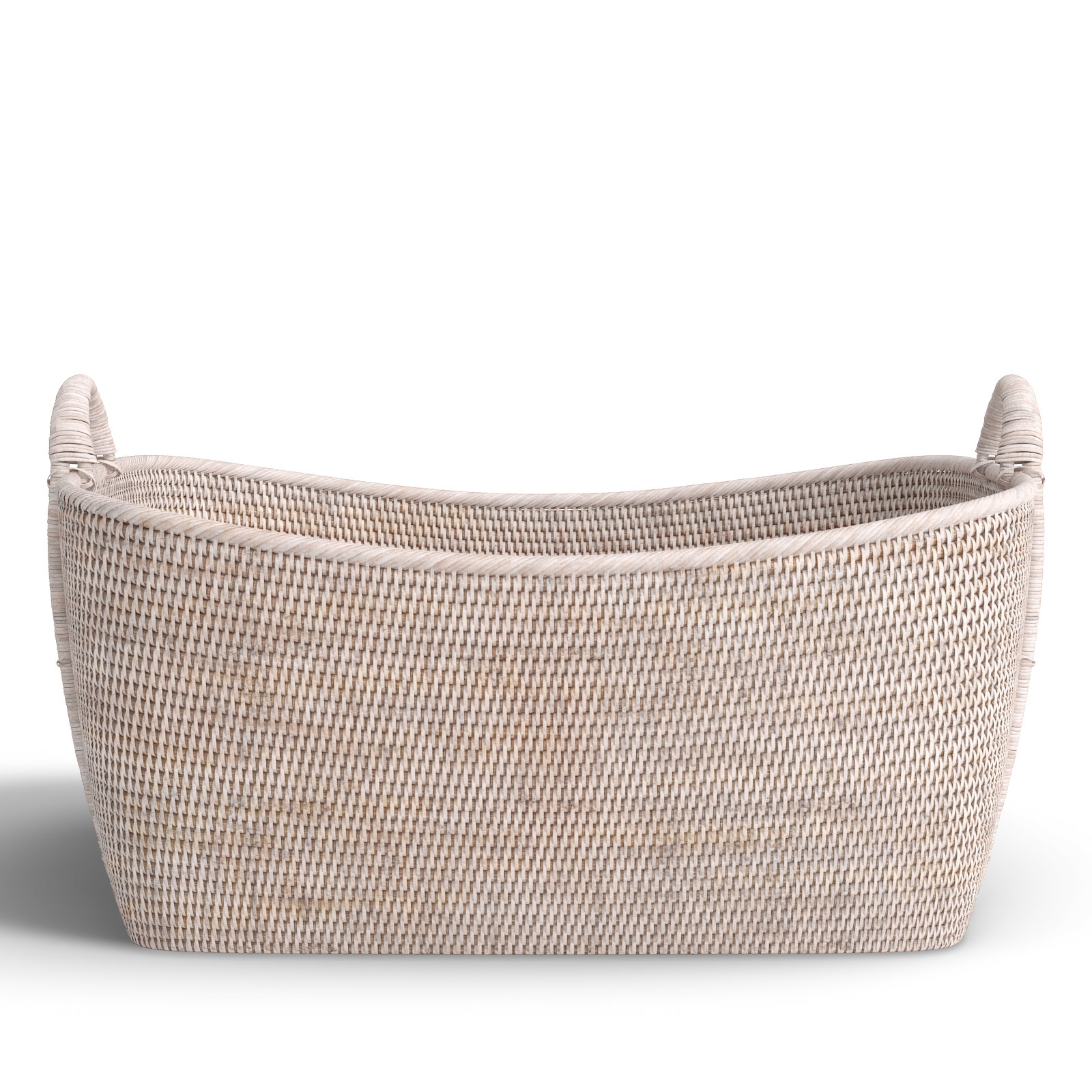 Thelma Handmade Rattan Decorative Basket 1, 14" H x 31" W x 25" D, White Wash