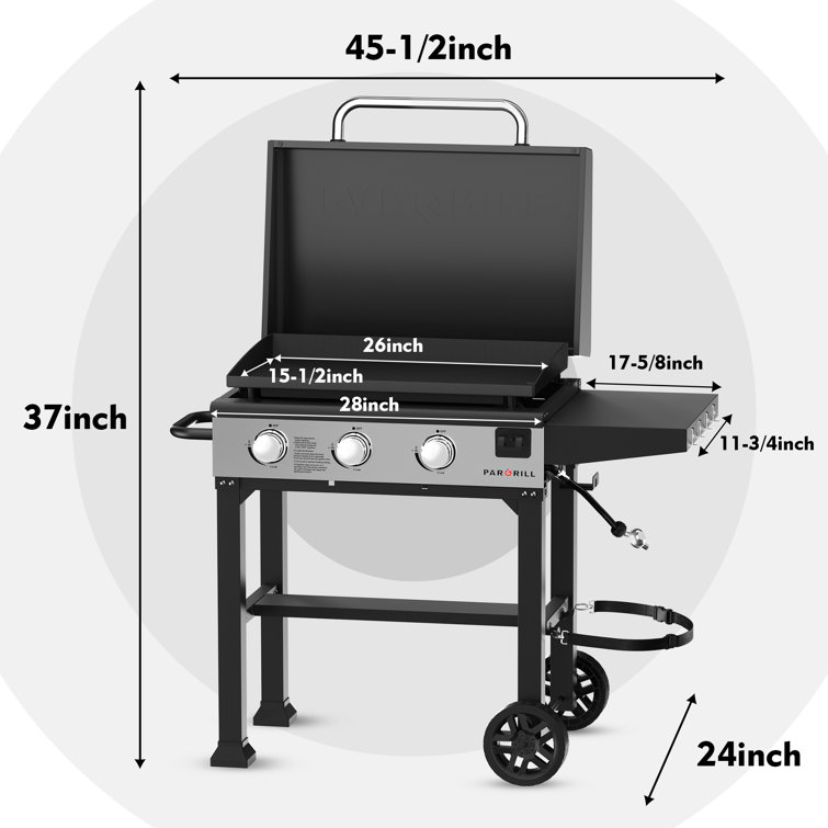 PARGRILL Flat Top Heavy Duty Grill Griddle Station with Gas Hood