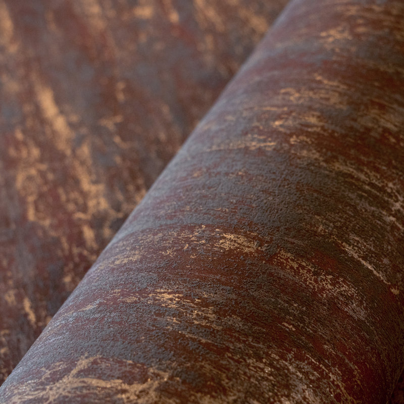 Brera Metallic Abstract Distress 10.05m x 53cm Wallpaper Roll, Antique Red