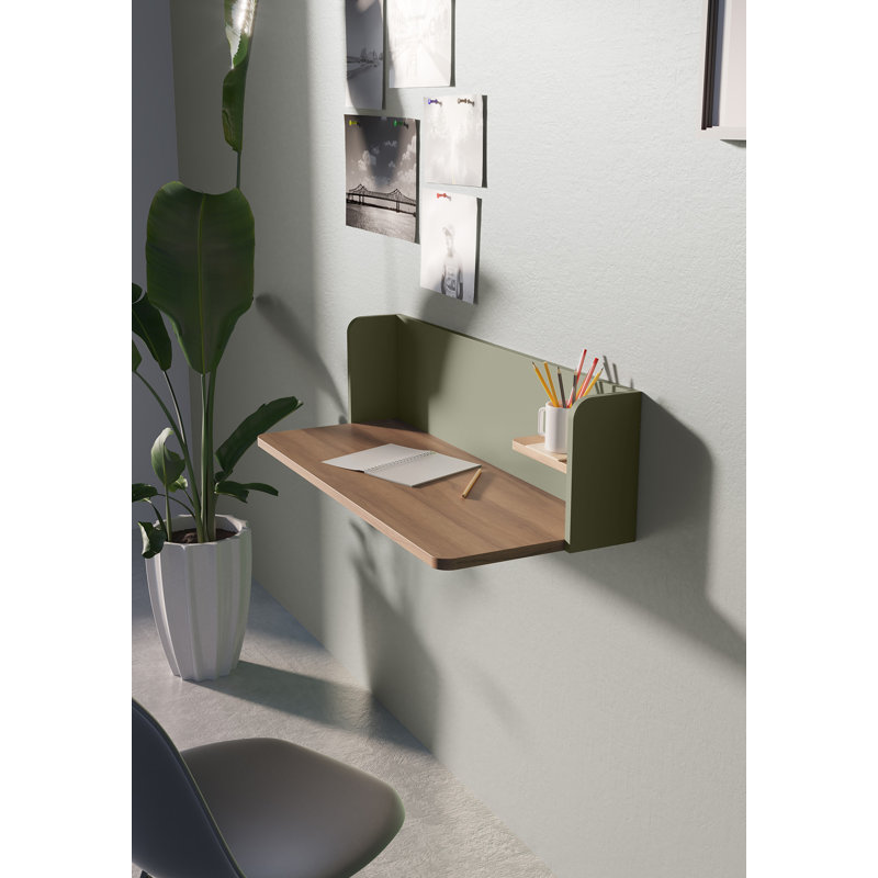 Capuano Floating Desk, Brown, Green