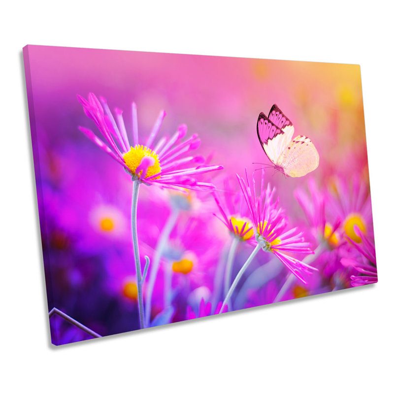 Summer Blossom Floral Butterfly - Wrapped Canvas Print, 40.6cm H x 61cm W x 2cm D