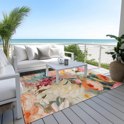 Tapis floral intérieur / extérieur lavable à la machine Jenning ACN2264