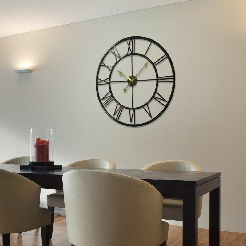 Greig Wall Clock, 76cm H x 76cm W x 3.5cm D, Black/Gold