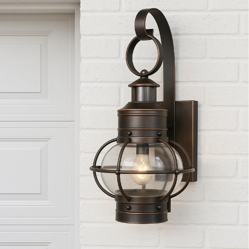 Sutton Steel Wall Light, 17.5" H x 9.75" W x 11" D, Burnished Bronze