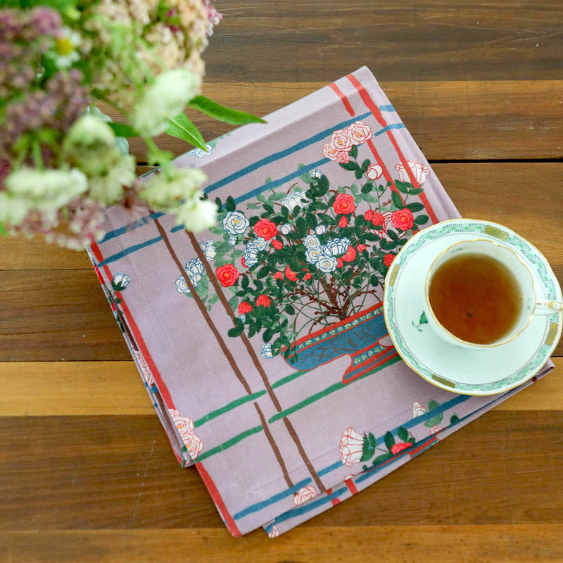 6 Napkins Blumen Orange
