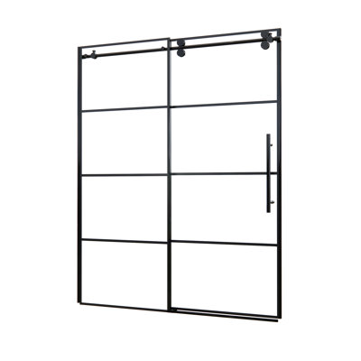 Sankiz 60" W x 76" H Single Sliding Frameless Shower Door with Clear Glass