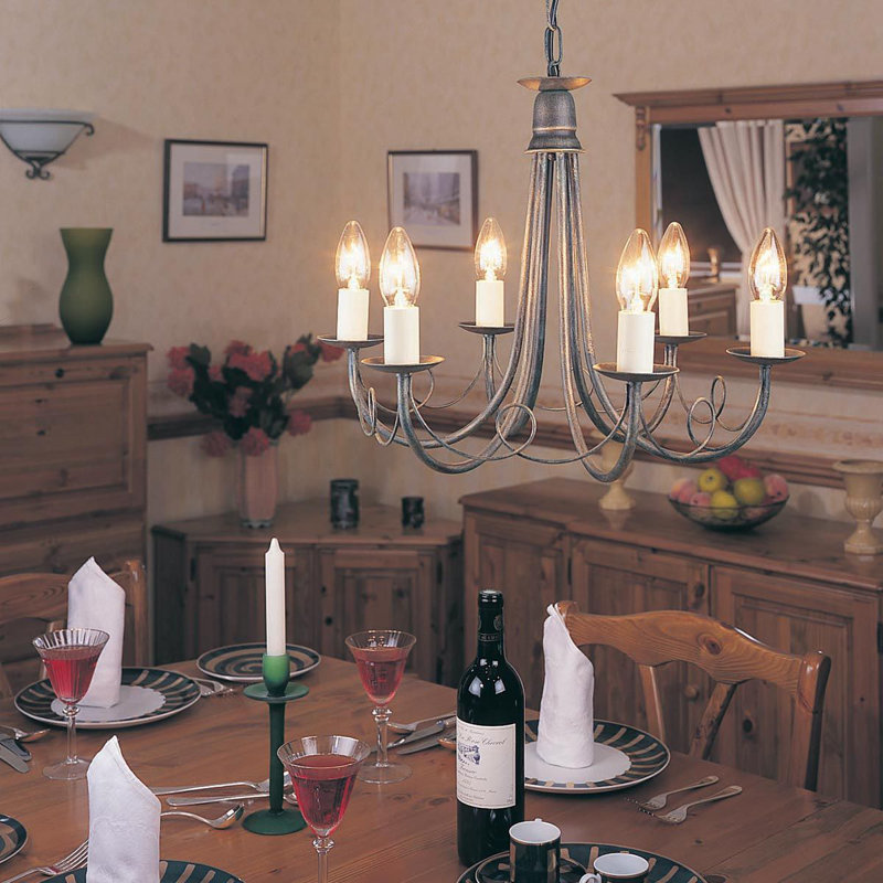 Cline 6 - Light Candle Style Chandelier, Black/Gold