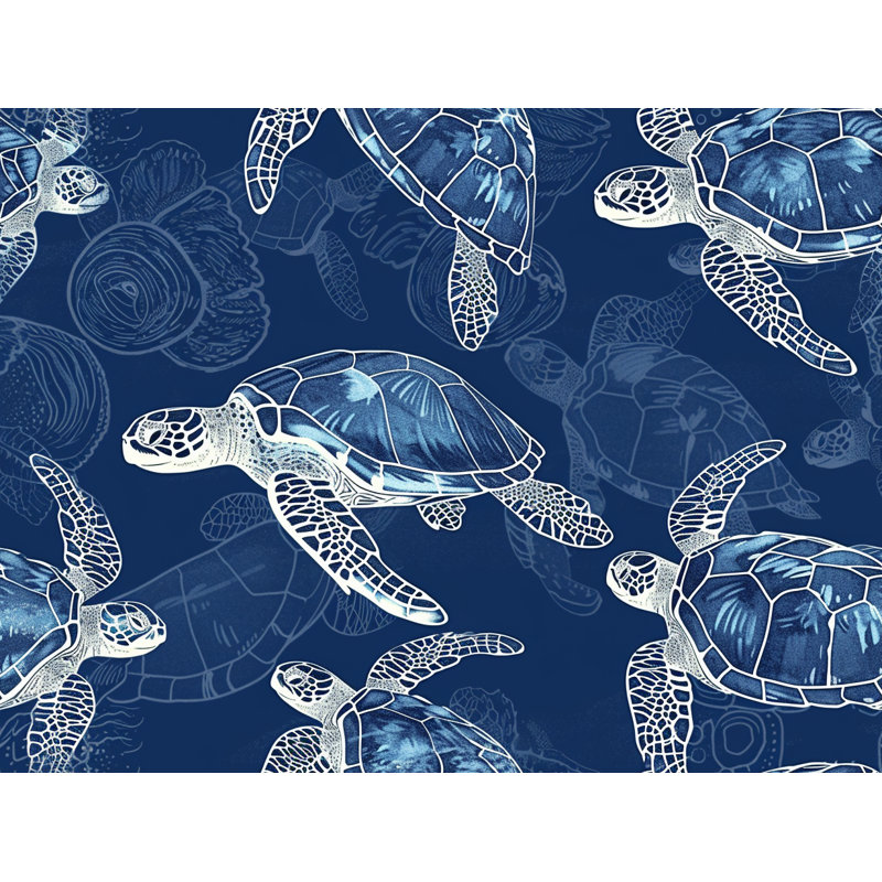 Turtles Marine Life Room Darkening Curtain Pair, 40" W x 54" L