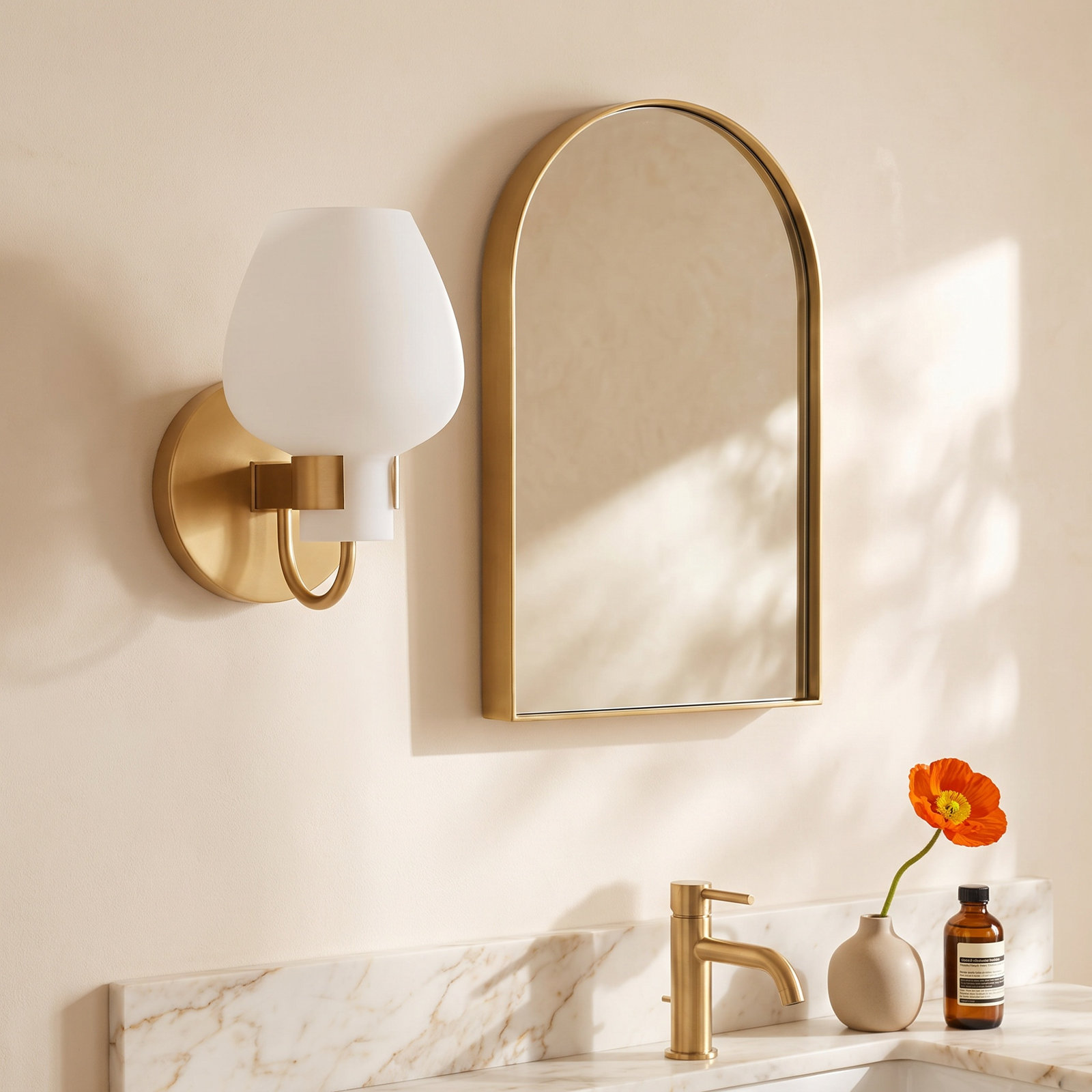 Arcana Single Light Vanity Light, Gold