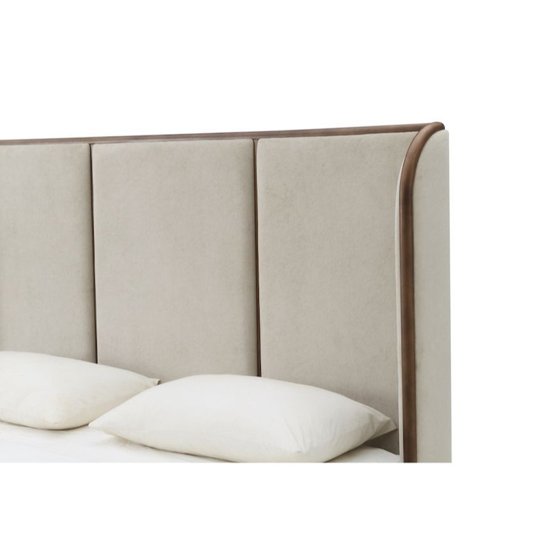 Greer Polyester Blend with Solid Wood with Poplar Veneer Smokey White Queen Bed, Queen, Tan Mocha