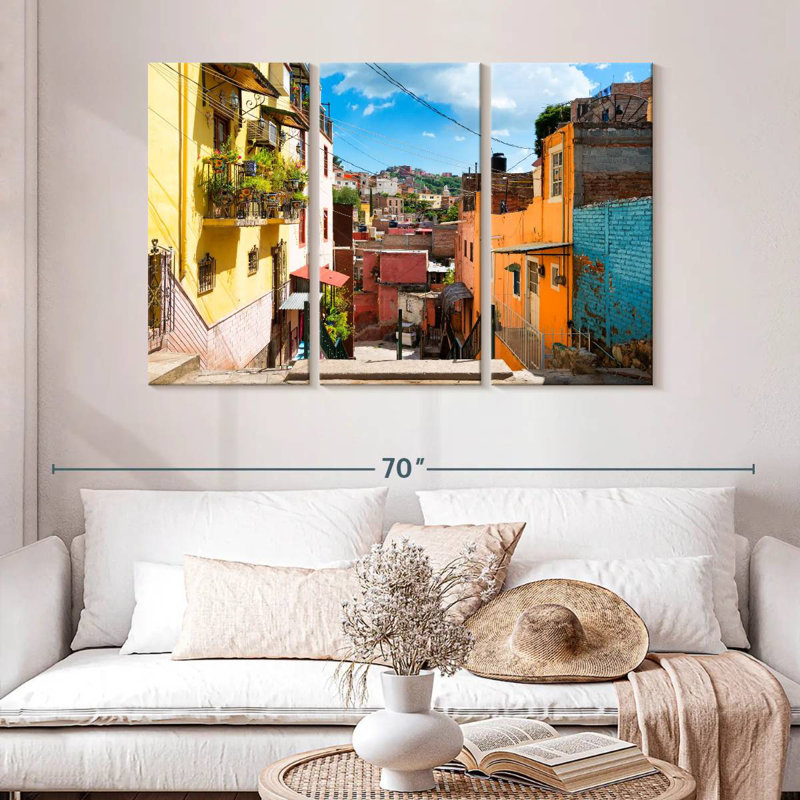 Scène de rue colorée Aime, Guanajuato, H 32 po x l 50 po
