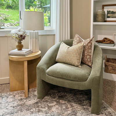 32" Wide Upholstered Chenille Sled Accent Chair With Removable Seat Cushion by Kelly Clarkson Home