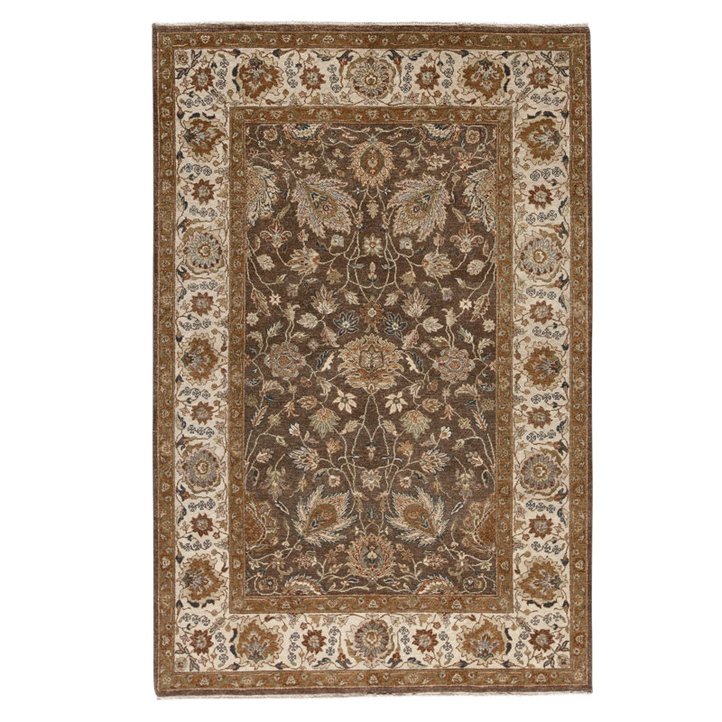 Tapis rectangulaire en laine noué à la main