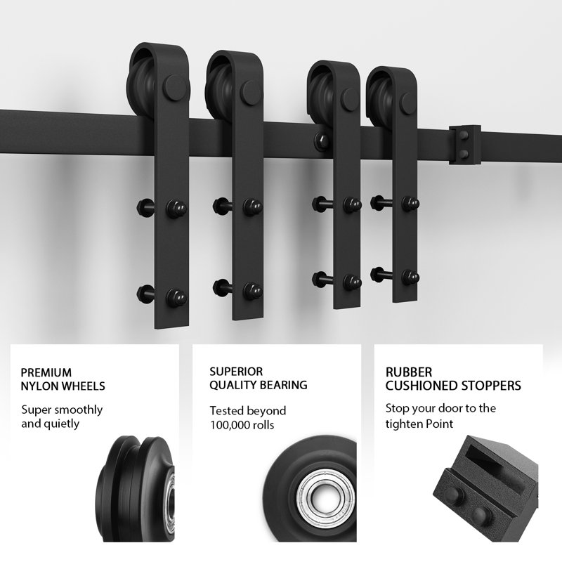 Classic Design Sliding Standard Double Barn Door Hardware Kit (Not Include Door), 120 in.