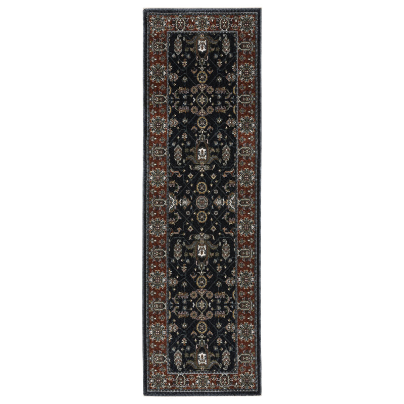 Tapis oriental en polyester tissé à la machine Sonaya, Tapis de couloir 2 pi 3 po x 7 pi 6 po