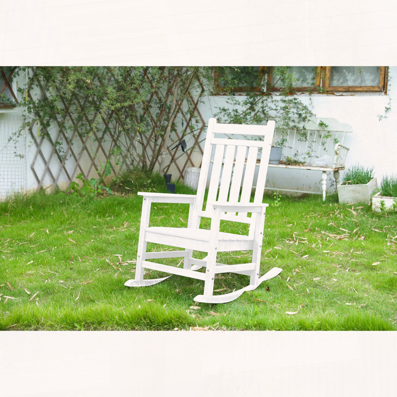 Chaise berçante surdimensionnée toutes saisons avec dossier ergonomique, Blanc