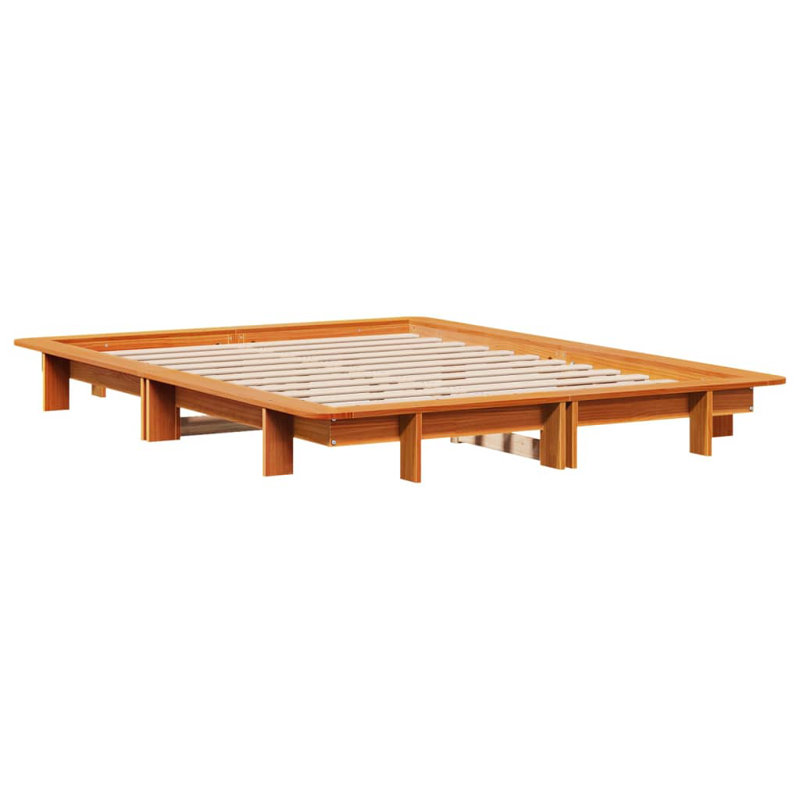 Bed Frame Without Mattress Solid Wood Pine, European Kingsize (160 x 200 cm), Wax Brown