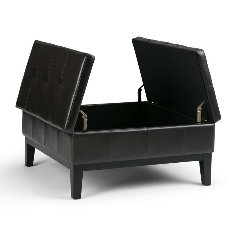Tanner's Brown Faux Leather Tufted Storage Ottoman