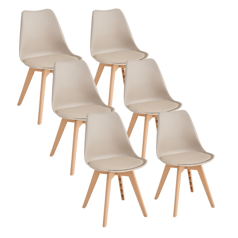 Modern Minimalist Dining Chair – Kitchen Chair with Padded Seat and Plastic Legs (Set of 4), Set of 6