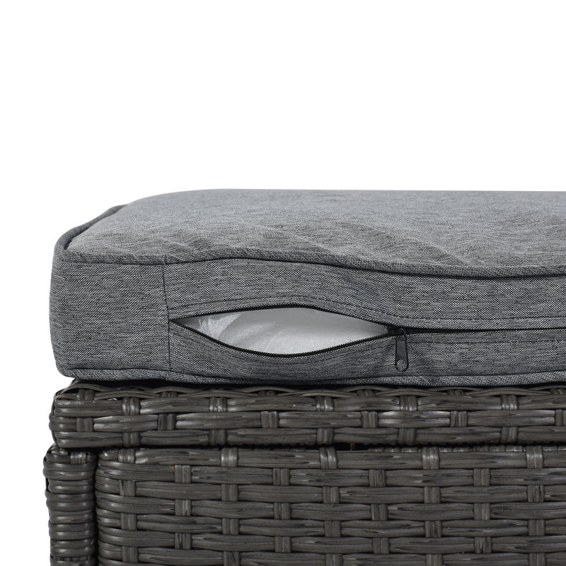 Lit de jour pour patio avec table pliante inclinable pour meubles, Grey