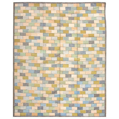 Charming Multicolor Stripe Pattern Contemporary Handwowen American Hooked Rug