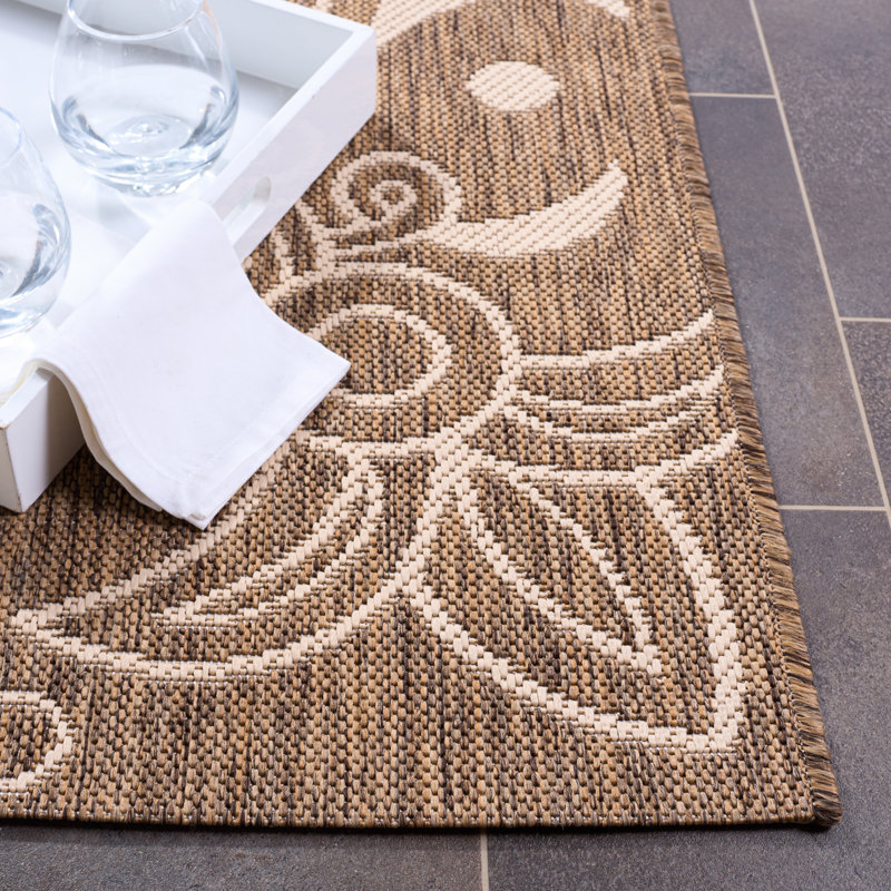 Tapis d'intérieur / extérieur à motif floral Sabir, Rectangle 8 pi x 10 pi