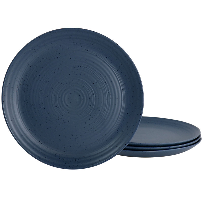 Bee and Willow Home Milbrook 4 Piece 10 Inch Dinner Plate Set in Speckled Blue