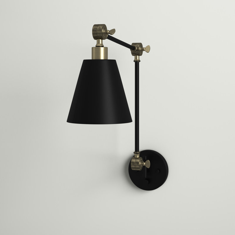 Demi Swing Arm Sconce, Black/Antique Bronze