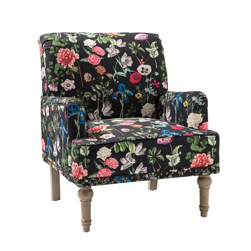 Anacelis 28.7" Wide Polyester Armchair, Black Polyester Blend