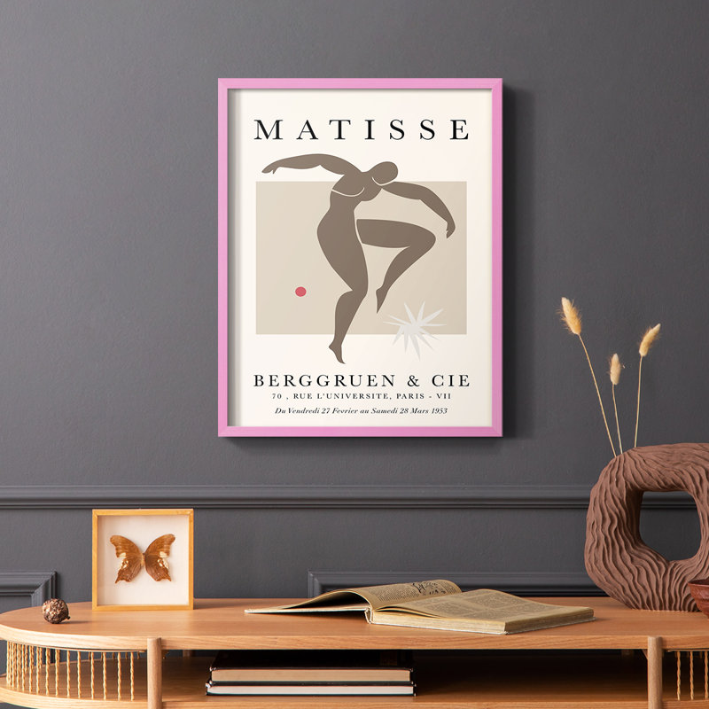 Matisse CCxxix, reproduction encadrée - bois massif, Rose, H 10 po x l 8 po