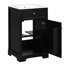 Meuble-lavabo de 20 po avec lavabo, support de rangement noir pour armoire et tablette réglable, lavabo en céramique à porte à fermeture douce sans effort - armoire, rangement, tablette et