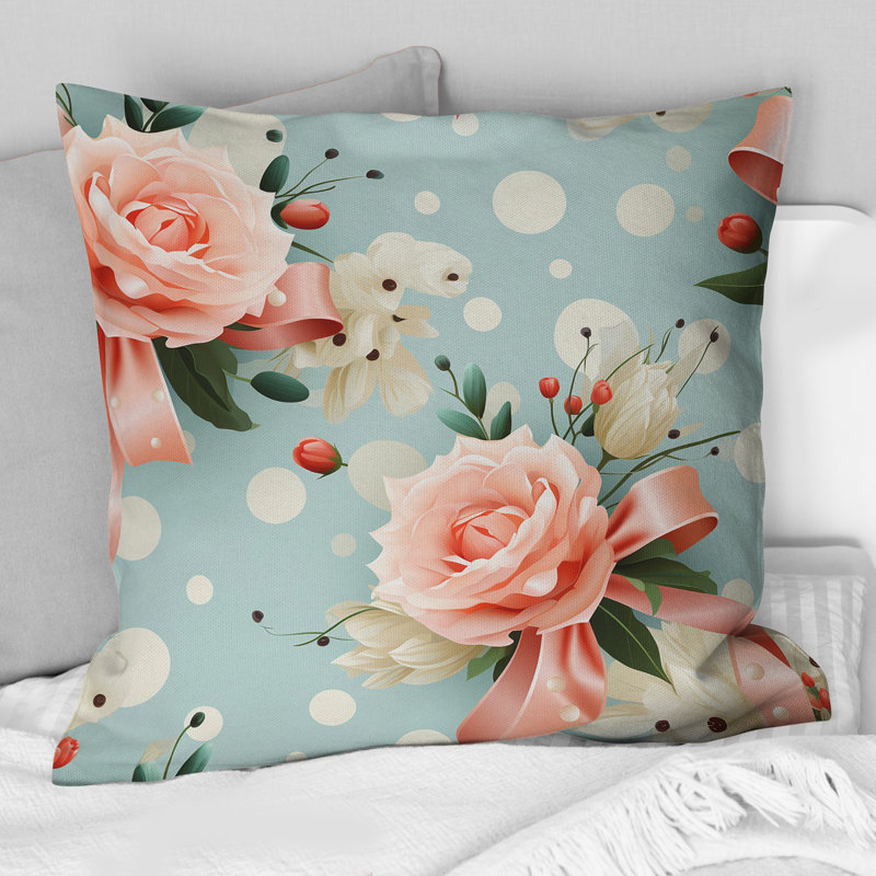 Coussin Rose, H 16 po x l 16 po