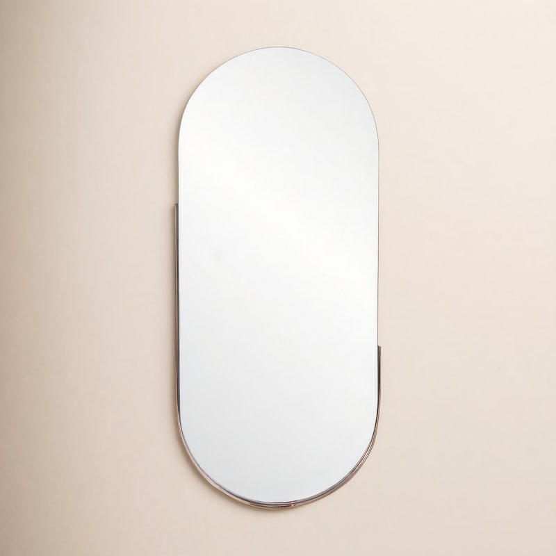 Dante Oval Stainless Steel Beveled Mirror, Rose Gold