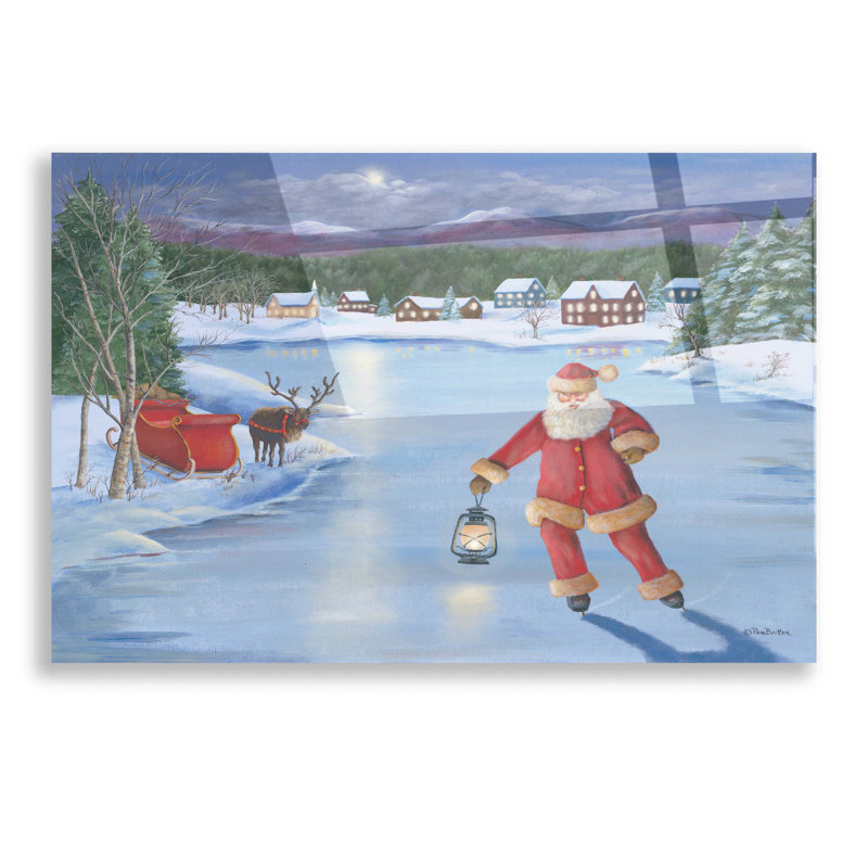 «Santa's Fun II» par Pam Britton, art mural en verre acrylique, H 12 po x l 16 po x P 0,13 po