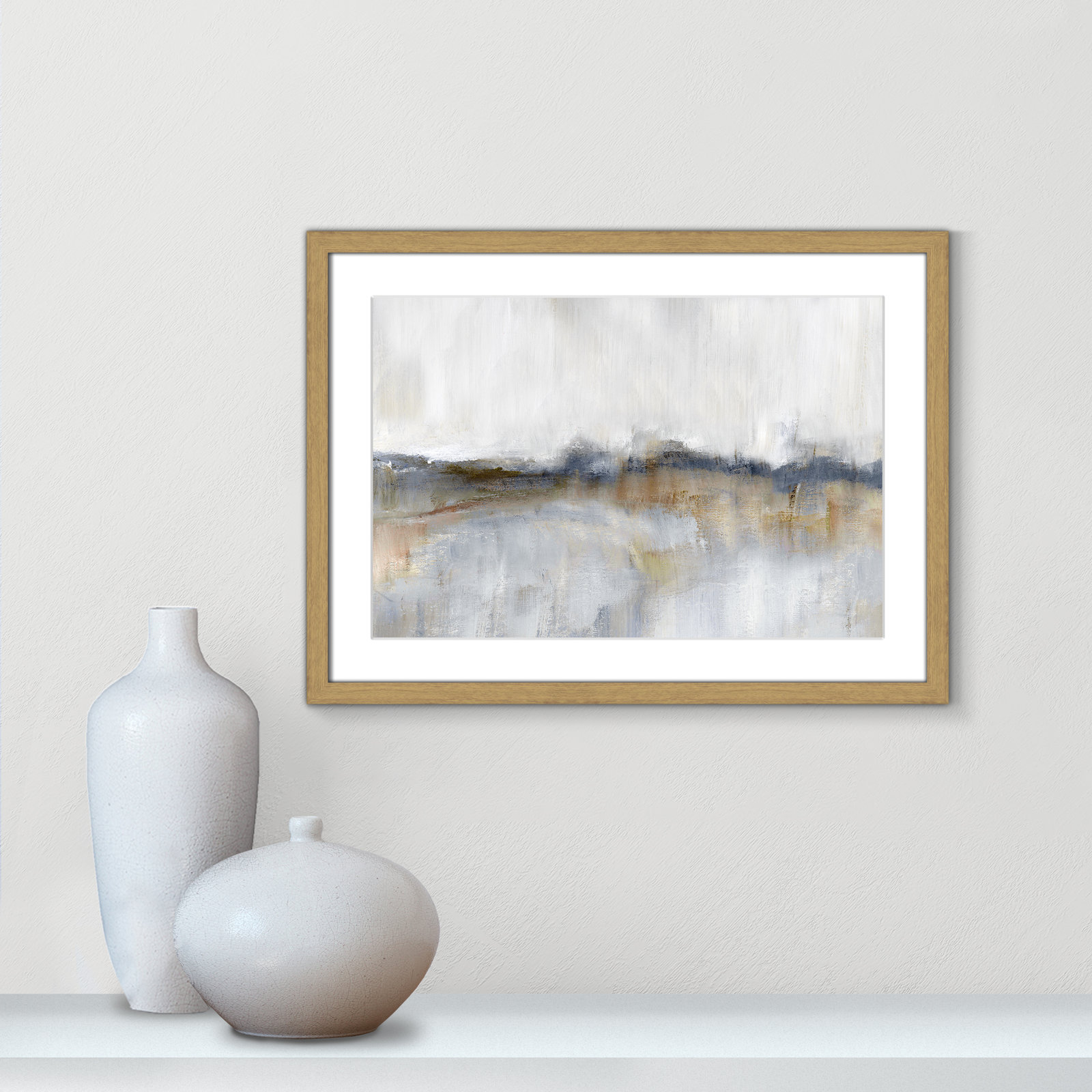 Autumnal Tide by Nan, 17" H x 23" W x 0.75" D, Natural Framed