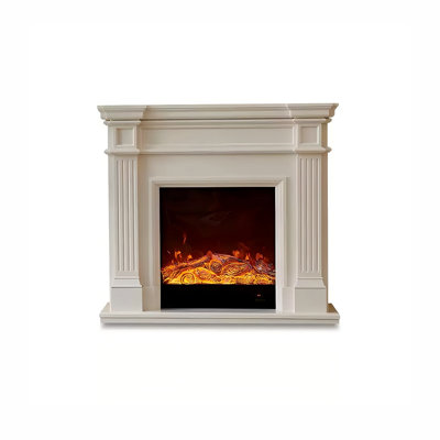 Ivory White Landscape Electric Fireplace