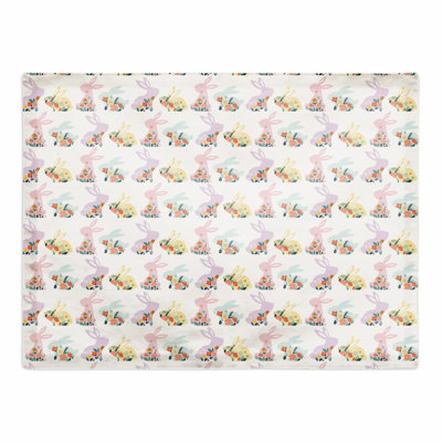Cotton Floral Rabbits 14" Rectangle Placemat