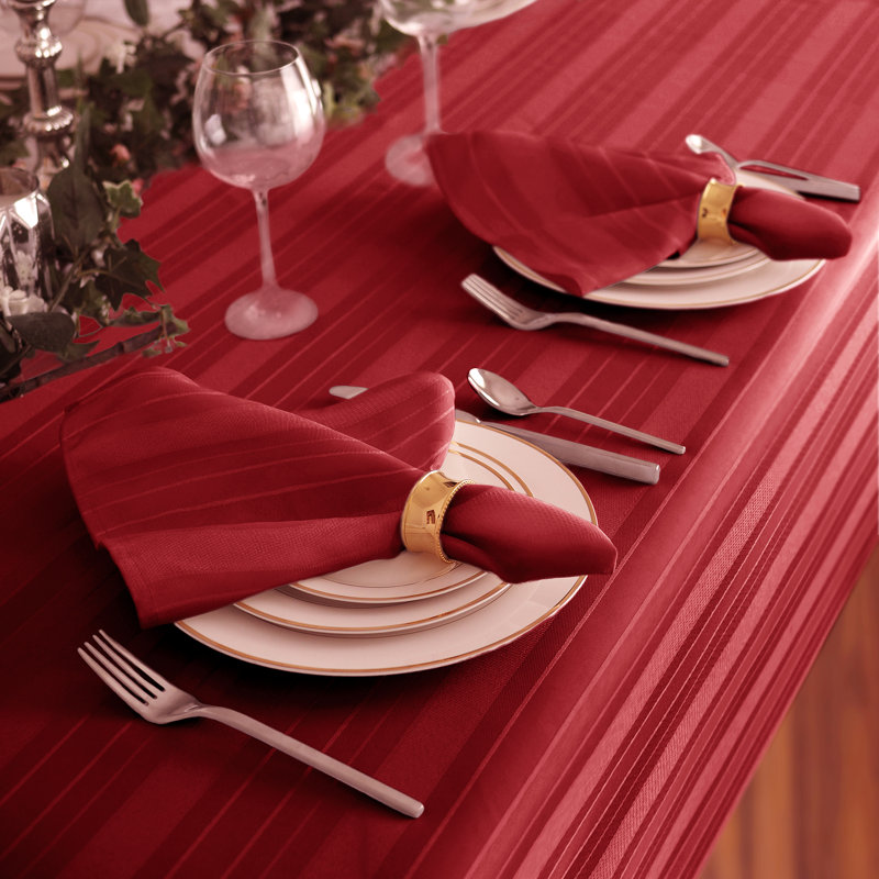 Robyn 100% Polyester Striped Square Napkin, Red