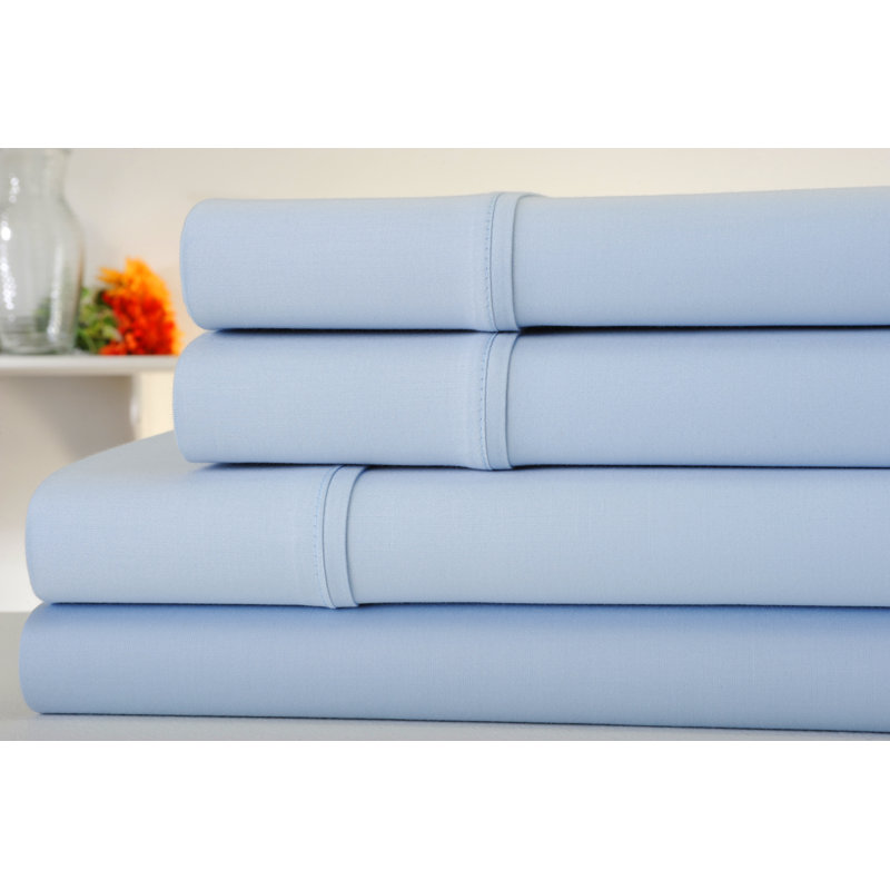 Luxury Home 1000 Thread Count Standard Cotton Sheet Set, Sky Blue, Full Sheet Set with 2 Pillowcases