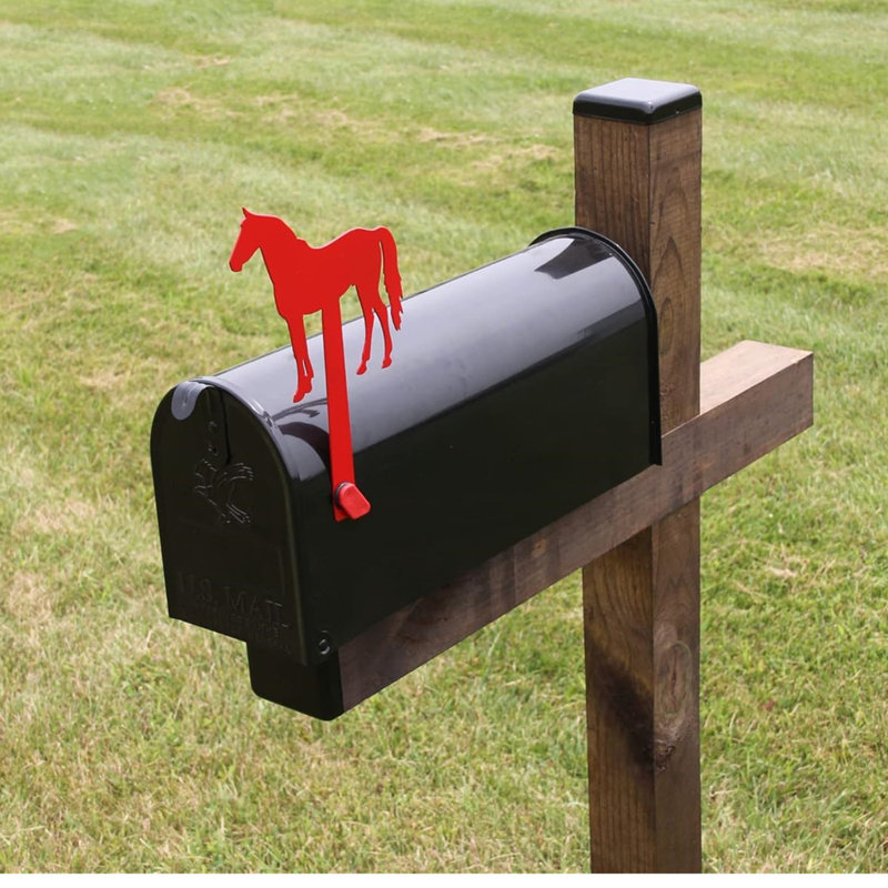 Metal Horse Mailbox Flag,Decorative Mailbox Replacement Flag For All Other Surface Rust Resistant Mailbox Flag(Mounting Hardware NOT Included)10.5In L X 7In W,Red