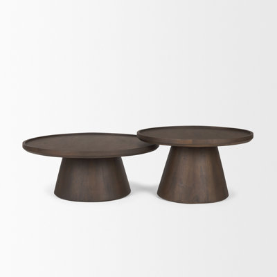 Tables basses gigognes en bois foncé foncé