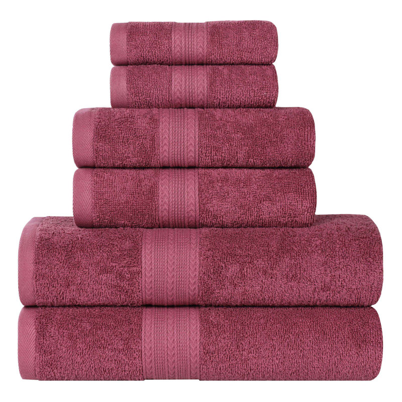 Ensemble de 6 serviettes de bain en coton écologiques à séchage rapide Hannu 450 g / m², Bois de rose