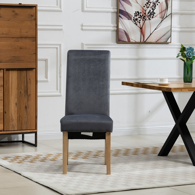 Rimini 0cm H Upholstered Dining Chair, Velvet/Dark Grey