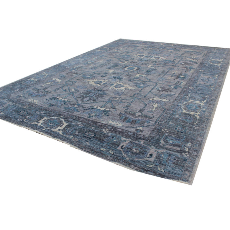 High-Quality Hand-Knotted Grey And Dark Grey Area Rug