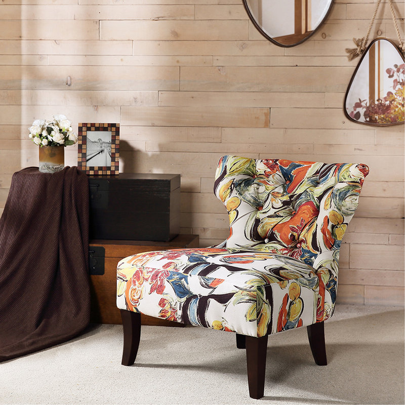 Fauteuil d'appoint pour le divertissement à domicile, avec coussin en mousse haute densité, structure élégante en contreplaqué et capitonnage à boutons.