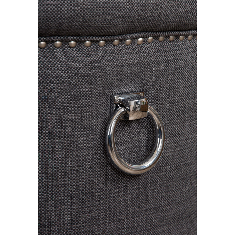 Willse Velvet Upholstered Wing Back Side Chair, Grey, Dark Brown