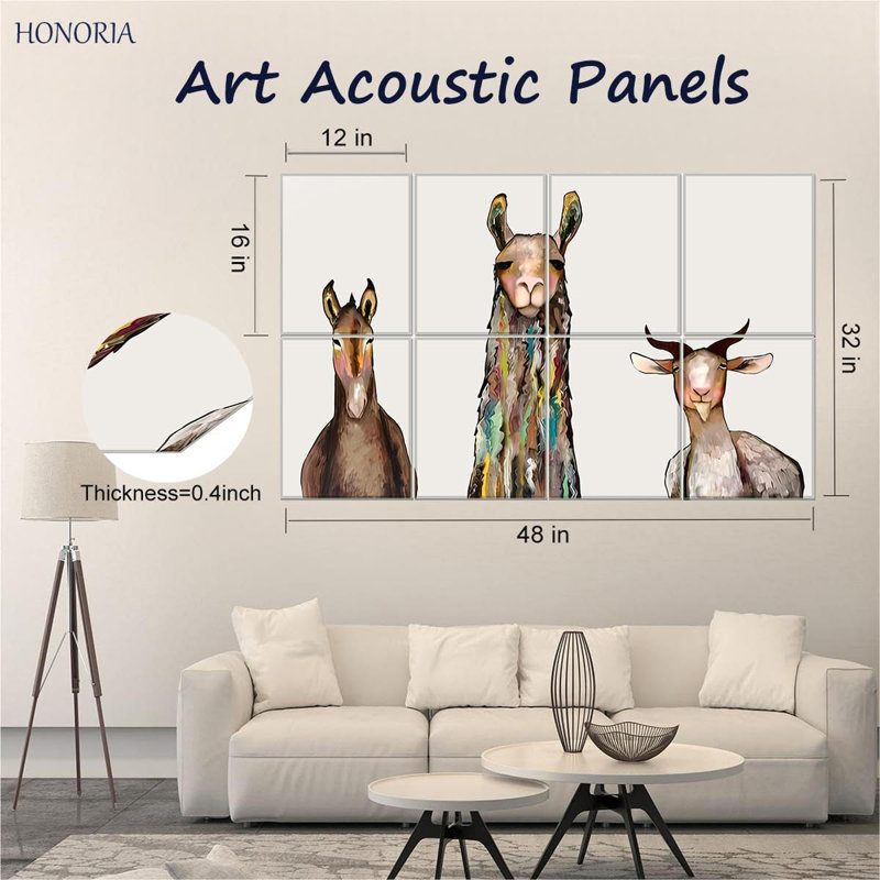 Ensemble de 8 panneaux muraux 48 "x 32" Peel & Stick, Âne beige-lama-chèvre
