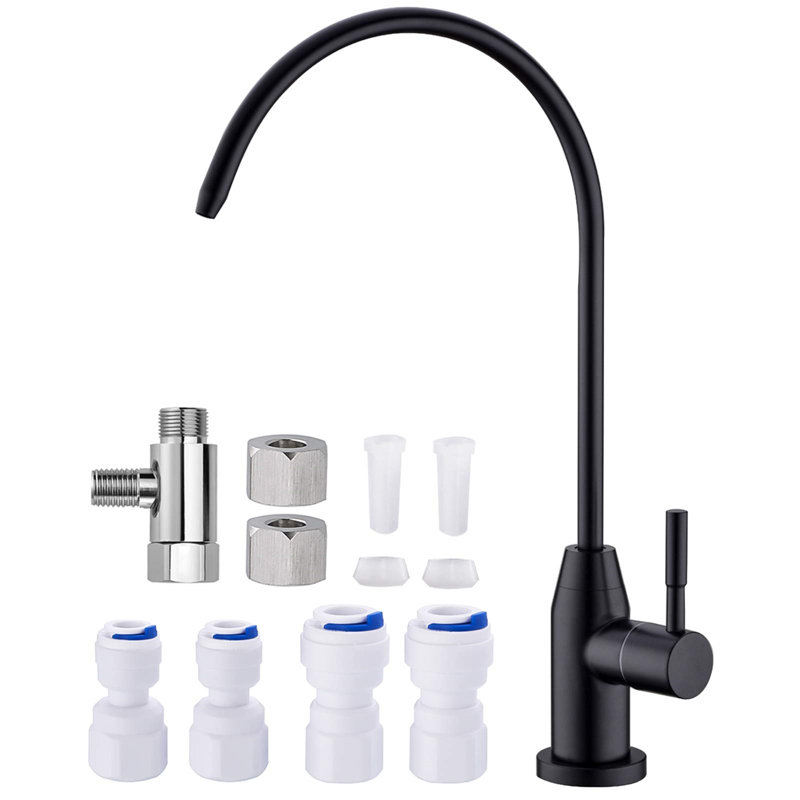 Robinet de cuisine à poignée simple avec accessoires, noir, 1,6 gal / min